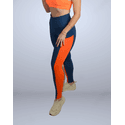 Calça Legging Liz Cós Alto e Detalhes - Azul com Laranja