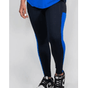 Calça Legging Cós Alto com Recortes Bolside - Preto com Azul Bic