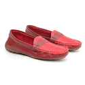 Mocassim Feminino Em Couro Bicolor Vermelho
