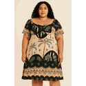 Vestido Tropical Off-Shoulder com Bojo