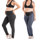 Kit 2 Calça Legging Para Gestante Grávida Elástico Lycra Confortável
