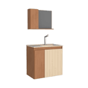 Kit Gabinete Banheiro MDF Camomila 60 Jequitibá / Areia - COZIMAX