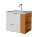 Gabinete Banheiro MDF Cosmos 60 Branco Com Jequitibá - COZIMAX