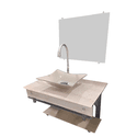 Kit Gabinete Vidro S60CQ PPQ-T Mármore Travertino 60CM - VMEX