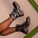 Bota Coturno Molly Feminina Angel Cano Curto com Corrente Preta 