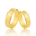 Par de Alianças Chanfrada 6mm em Ouro 18K