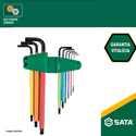 Jogo Chave Hexagonal Longa Color Abaulada 9 peças SATA - ST09101CHBSJ