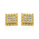 Brinco Quadrado de Zircônias Banho de Ouro 18K