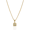 Colar Quadrado de Zircônias com Corrente Veneziana Banho de Ouro 18K