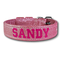 COLEIRA BABY PERSONALIZADA 3cm glitter rosa com nome em rosa pink