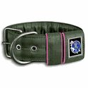 COLEIRA LISA 5cm militar detalhe em rosa