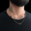 Corrente Trevo preto (19cm) - Banhado a Ouro 18K