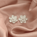 Brinco Flor Trabalhada Rendada Prata 925