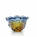 Cachepot Mini Cristal Murano Mars Azul com Âmbar