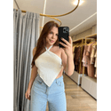  Blusa Frente Unica Amarração Off White 