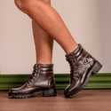 Coturno Franshoes Feminino Alice com Atacador e Fivela Café