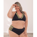 Biquíni Las Vegas Plus Size Tiras Preto e Dourado