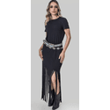 Vestido Franjas Preto Miss Country 
