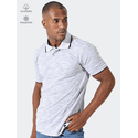  Polo Masculina Cinza Rajado