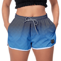 Short Feminino Degrade Cinza Azul Moda Praia ou Academia W2 Premium