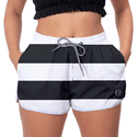 Short Feminino Listrado Branco e Preto Moda Praia ou Academia W2 Premium