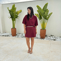Shorts Saia Feminino Pregas - Vinho
