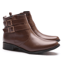 BOTA FEM EM COURO BAIXA COM 2 FIVELAS 40F123-CAFE