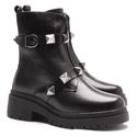BOTA FEMININA COTURNO EM COURO TRATORADA COM SPIKE 40F126-PRETO