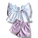 Conjunto Melinda listras rosa