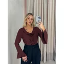 BLUSA SARA MANGA VINHO
