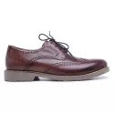 Sapato Casual Brogue em Couro Vinho
