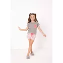 Baby Doll Juvenil em Malha com Blusa Lisa e Short Estampado
