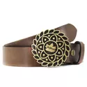 Cinto Drilean Feminino Marrom com Fivela Drilean Dourada 100% em couro