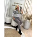 Blusa Biamar Listrada Com Gola Média Cinza