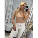 Blusa Biamar Listrada Com Gola Média Caramelo