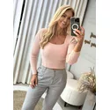 Blusa Canelada Com Decote Quadrado Rosa