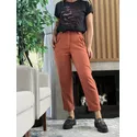 Calça Biamar De Linho Com Pregas Telha