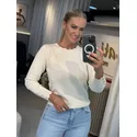 Blusa Básica Com Detalhes Na Gola Areia 