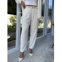Calça Biamar Em Alfaiataria De Viscolinho Bege Claro