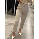 Calça Abenção Alfaiataria Com Bolso Faca Bege