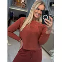Blusa Gola Canoa Com Manga Morcego Telha