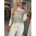 Blusa Abenção Listrada Com Gola Alta Areia 