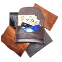 Carteira de couro original Slim vintage mini envelope cores variadas 