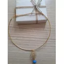 Colar Aro Folheado à Ouro 18k Cristal Azul