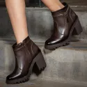 Coturno Molly Feminino Café com Fechamento Lateral