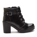 Coturno Molly Feminino Valentina com Fechamento Lateral e Atacador - Preto