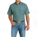 Camisa Cinch Masculina Estampa Azul Petroleo e Branco Geometrica Manga Curta - MTW1111464