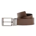 Cinto Masculino em Couro Dupla Face 4 Cm Largura - Preto / Pinhão