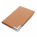 Porta Cartão Slim em Couro Legitimo Caramelo com Metal Níquel