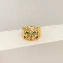 Anel Tigre Cravejado Zirconia Banhado a Ouro 18k